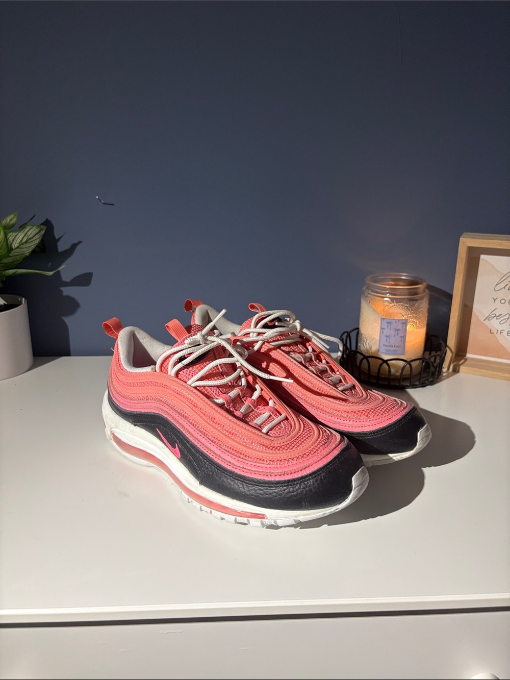 Nike Air Max 97 Coral Pink and Black Running Shoes
